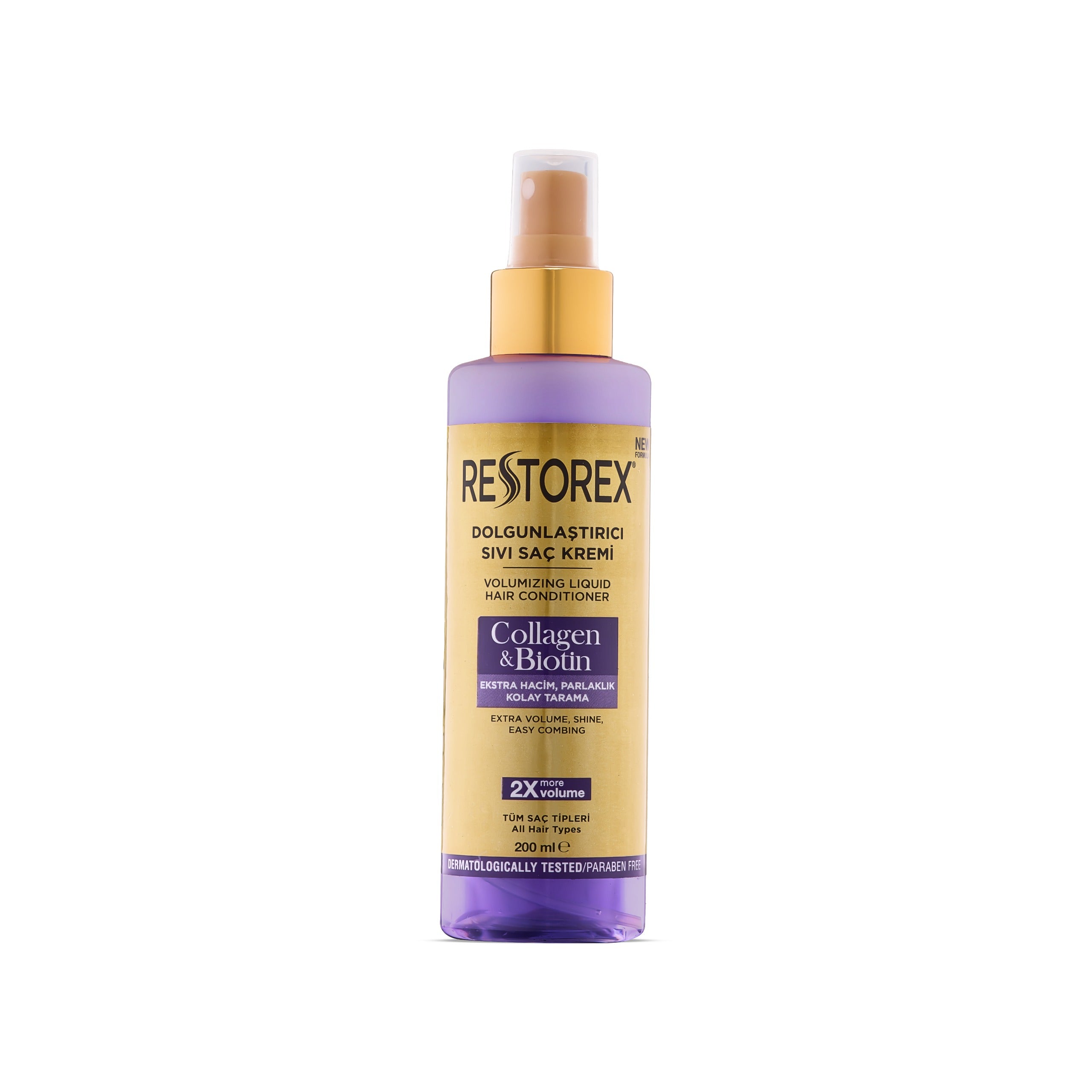 Restorex Collegen &Biotin Volumizing Hair Care Liquid Conditioner ريستوريكس ليف ان اسبراي الشعر كولاجين وبيوتين 200 ملي